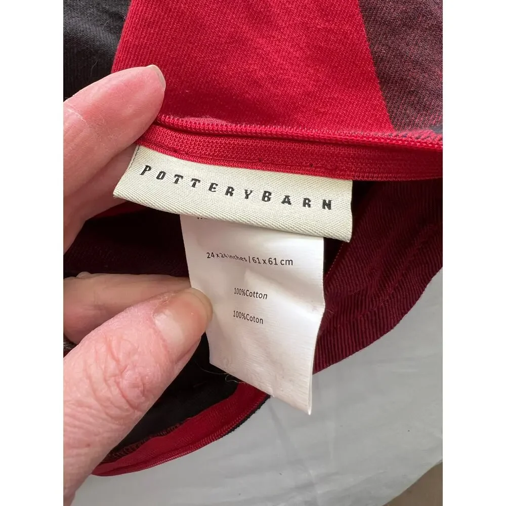 Pottery Barn Holiday Buffalo Plaid Check Pillow Covers Red Black